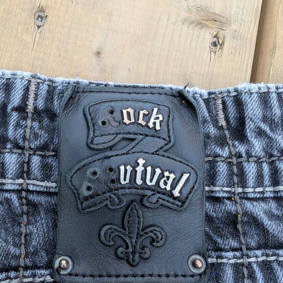 Rock Revival Jeans Men's 36 Blue Denim Dark Wash Faded Distressed Straight Leg - Picture 14 of 14